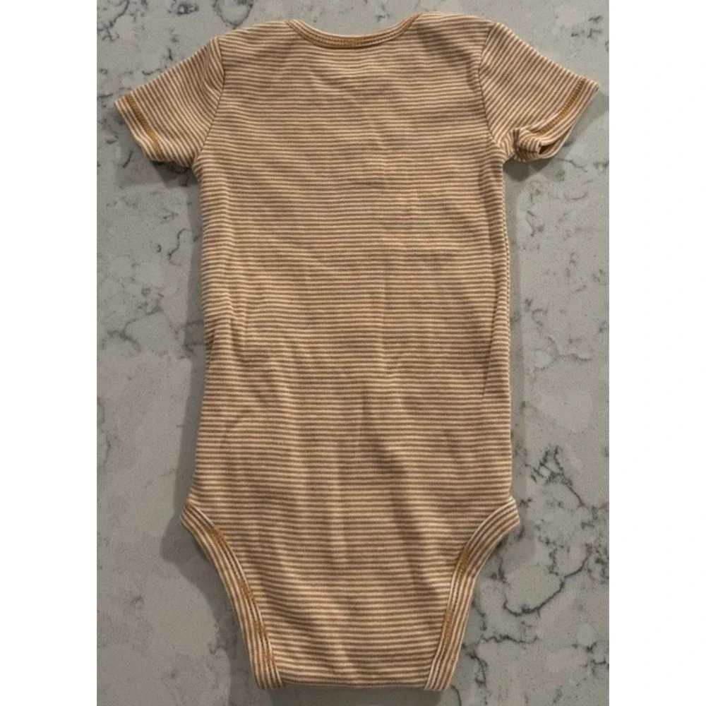 Carters Baby Boy Bodysuit 18 Months Orange White Striped Cotton Short Sleeve